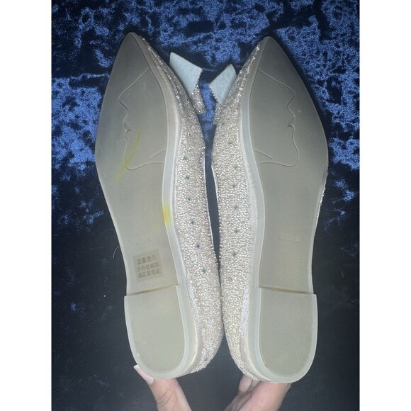Women's Rhinestone Bow Knot Point Toe Loafers Flat Wedding Shoes Size 11 - Picture 3 of 5